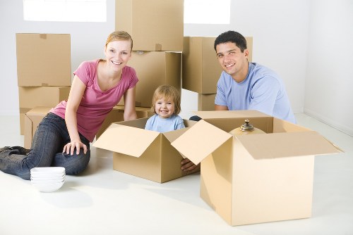 IT equipment and office desks being prepared for relocation in Ruislip