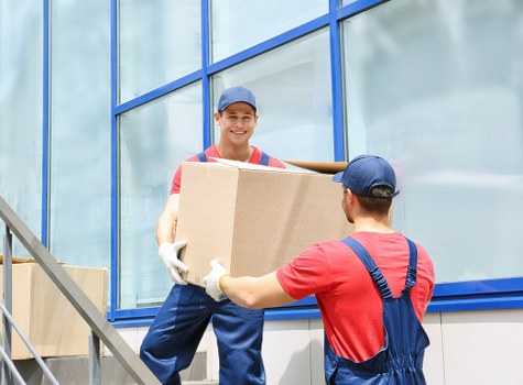 Commercial moving team preparing office relocation in Ruislip