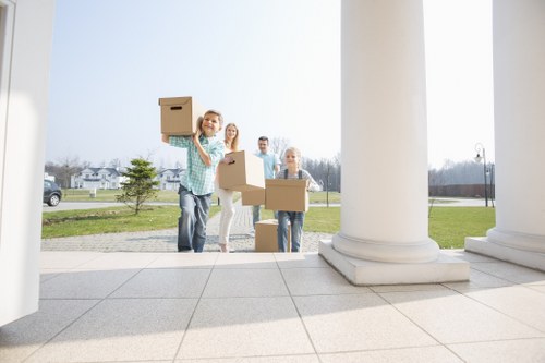 Business relocation team handling office furniture and IT equipment in Ruislip