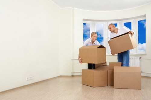 Professional movers handling flat removals in Ruislip staircase access