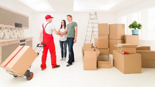 Packed household boxes ready for removals service in Ruislip